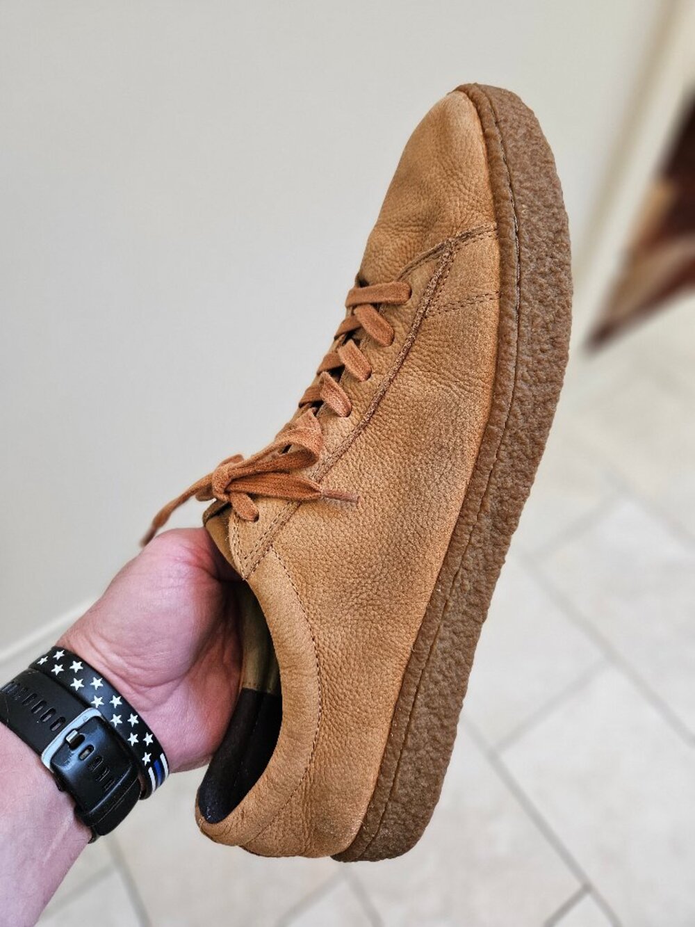 Banana Republic Leather/Nubuck Sneakers, Tan, Sz 13 - Picture 13 of 16